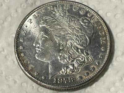 1878-S AU/UNCIRCULATED CONDITION W/CLEANED REVERSE MORGAN SILVER DOLLAR AS PICTURED. FREE DOMESTIC SHIPPING.