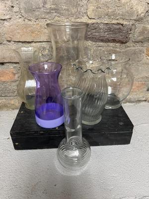 A bowl, vases, cat dispenser, a couple of grandma's sewing tins and a mystery???