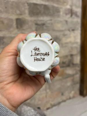 Pressed glass & sweet little chipped teacup