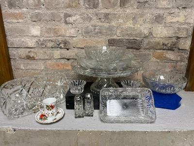 Pressed glass & sweet little chipped teacup