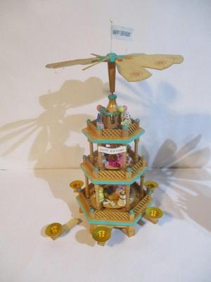 Vintage Happy Birthday Go Round 3 Tier Candle Rotating Carousel