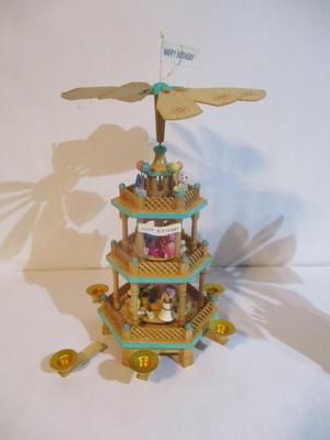 Vintage Happy Birthday Go Round 3 Tier Candle Rotating Carousel