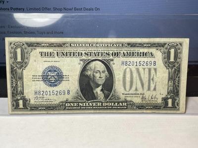 SERIES OF 1928-B FINE/VERY FINE CONDITION "FUNNY BACK" SILVER CERTIFICATE AS PICTURED.