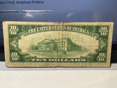 Series of 1929 Trenton, New Jersey. $10 1929 Type 2. The First-Mechanics Nat'l Bank Charter #1327 National Currency Circulated...