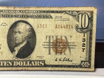 Series of 1929 Trenton, New Jersey. $10 1929 Type 2. The First-Mechanics Nat'l Bank Charter #1327 National Currency Circulated...