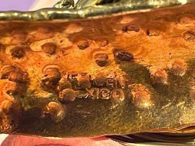 Vintage Mexico Handmade Mixed Metals Cuff Standard Size Bracelet Copper/Silver/Brass & Quartz in Never Worn Condition.