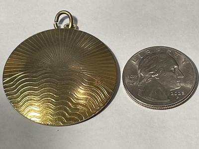 Vintage Religious Yellow Gold-tone Torah Scroll Charm/Pendant in Good Preowned Condition.