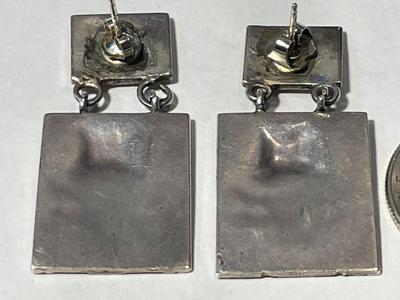 Vintage STERLING Silver Inca/Aztec Earrings in Good Preowned Condition as Pictured.