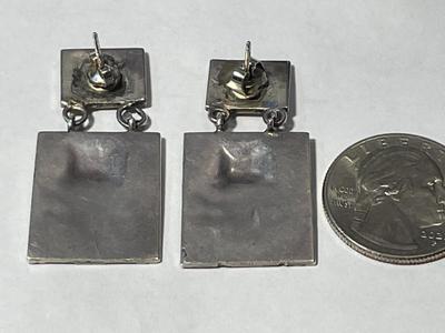 Vintage STERLING Silver Inca/Aztec Earrings in Good Preowned Condition as Pictured.