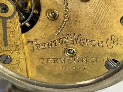Antique Open-Faced Early Trenton Watch Company Silver-toned Pocket Watch in Not Working Condition. Needs New Crystal.