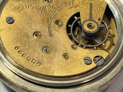 Antique Open-Faced Early Trenton Watch Company Silver-toned Pocket Watch in Not Working Condition. Needs New Crystal.