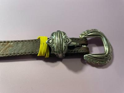 Vintage Southwest Brown Leather up to 40" Long w/Silver-tone Applications Preowned from an Estate as Pictured.