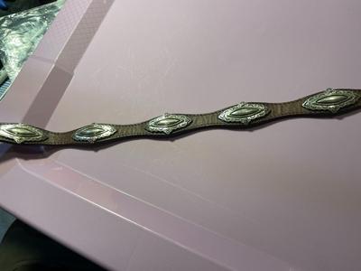 Vintage Southwest Brown Leather up to 40" Long w/Silver-tone Applications Preowned from an Estate as Pictured.