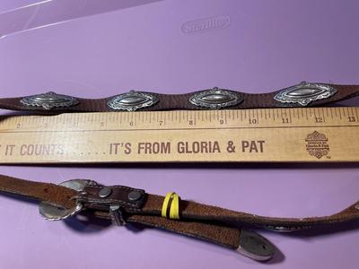 Vintage Southwest Brown Leather up to 40" Long w/Silver-tone Applications Preowned from an Estate as Pictured.