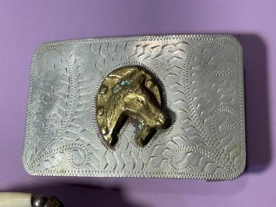 Vintage Southwest "Tony Lama" Brown Leather 34" Long w/Silver-tone Applications as Pictured.