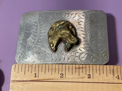 Vintage Southwest "Tony Lama" Brown Leather 34" Long w/Silver-tone Applications as Pictured.