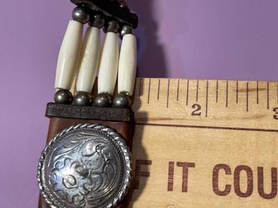 Vintage Southwest "Tony Lama" Brown Leather 34" Long w/Silver-tone Applications as Pictured.