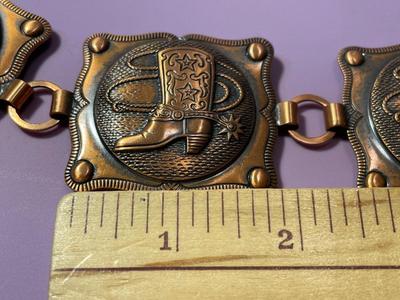 Large Vintage Southwest Copper Cowboy Boot Belt 31" Long w/12-2" Sections as Pictured.