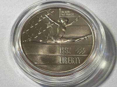 1992-P Gymnast Olympic Commemorative Clad Half Dollar Gem BU as Pictured.