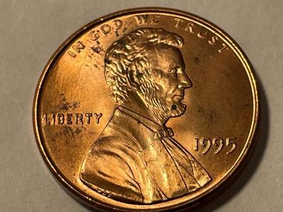 1995-P DOUBLE DIE OBVERSE LINCOLN CENT ERROR UNCIRCULATED CONDITION AS PICTURED.