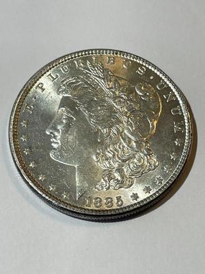 1885-P UNCIRCULATED MS60-62 CONDITION MORGAN SILVER DOLLAR AS PICTURED (COIN #1).