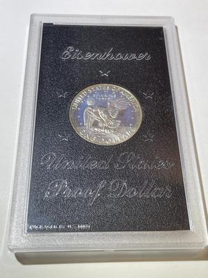 1973-S Proof Eisenhower Silver Dollar in Original Government Holder (No Brown Outer Box).