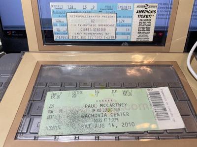Vintage Paul McCartney 2010/U2 1992 Concert Ticket Ephemera as Pictured.