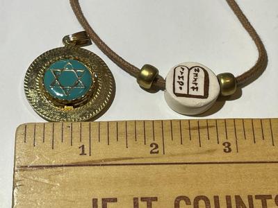 Vintage Religious Star of David/Chai Swivel Gold-tone Charm Pendant & Bracelet as Pictured.