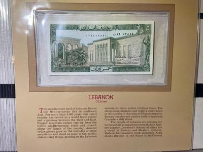Lebanon 5 Livres Banknote/Currency in Uncirculated Condition by Fleetwood as Pictured.