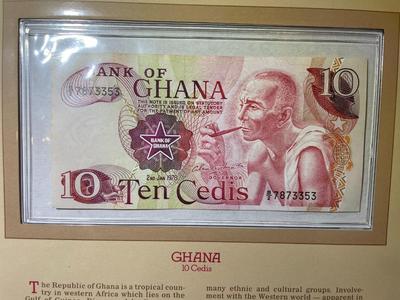 Ghana 10 Cedis 1978 Banknote/Currency in Uncirculated Condition by Fleetwood as Pictured.