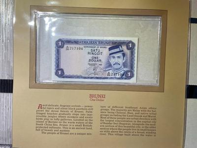 Brunei 1 Dollar 1983 Banknote/Currency in Uncirculated Condition by Fleetwood as Pictured.