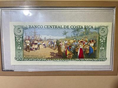 Costa Rica 5 Colones 1981 Banknote/Currency in Uncirculated Condition by Fleetwood as Pictured.