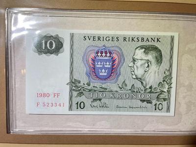 Sweden 10 Krona 1980 Banknote/Currency in Uncirculated Condition by Fleetwood as Pictured.