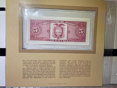 Ecuador 5 Sucres 1982 Banknote/Currency in Uncirculated Condition by Fleetwood as Pictured.