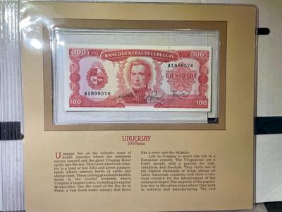 Uruguay 100 Pesos Banknote/Currency in Uncirculated Condition by Fleetwood as Pictured.