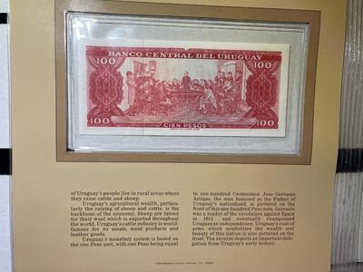 Uruguay 100 Pesos Banknote/Currency in Uncirculated Condition by Fleetwood as Pictured.