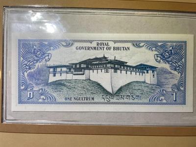 Bhutan 1 Ngultrum Banknote/Currency in Uncirculated Condition by Fleetwood as Pictured.