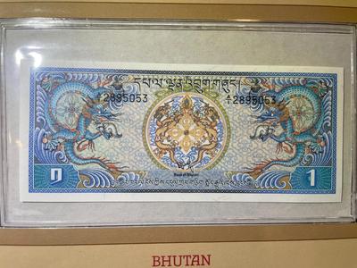 Bhutan 1 Ngultrum Banknote/Currency in Uncirculated Condition by Fleetwood as Pictured.