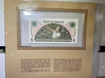 Uganda 5 Shillings Banknote/Currency in Uncirculated Condition by Fleetwood as Pictured.