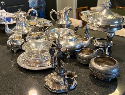 Antique Silver Plate Serving Set - 18 pieces