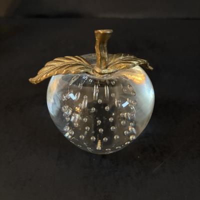 LOT 298: JRS Pear Art Glass Paperweights & Unsigned Apple Paperweight