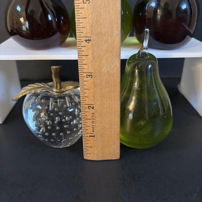 LOT 298: JRS Pear Art Glass Paperweights & Unsigned Apple Paperweight