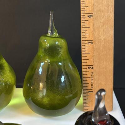 LOT 299: JRS Art Glass Paperweights: Pears & Apple