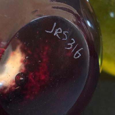 LOT 299: JRS Art Glass Paperweights: Pears & Apple