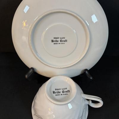 LOT 302: Vintage Teacups & Dessert Plates: Imperial Bohemian, Czechoslovakia: Churchill, Made in England: Bavaria: Royal Jackson:...