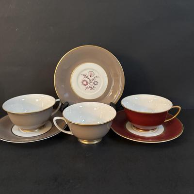 LOT 302: Vintage Teacups & Dessert Plates: Imperial Bohemian, Czechoslovakia: Churchill, Made in England: Bavaria: Royal Jackson:...