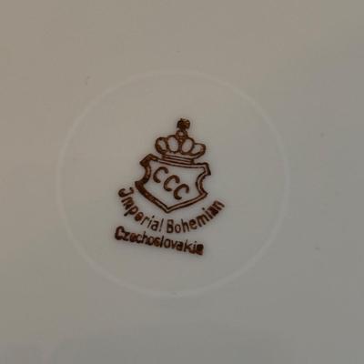 LOT 302: Vintage Teacups & Dessert Plates: Imperial Bohemian, Czechoslovakia: Churchill, Made in England: Bavaria: Royal Jackson:...