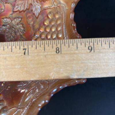 LOT 305: Vintage Glassware: Jeanette Iris & Herringbone Bowls/Platter, Marigold Carnival Glass, Amber Federal Glass Platter