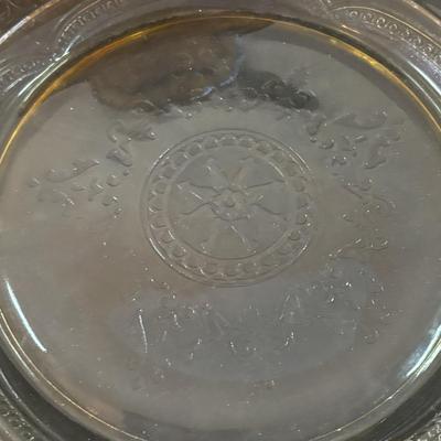 LOT 305: Vintage Glassware: Jeanette Iris & Herringbone Bowls/Platter, Marigold Carnival Glass, Amber Federal Glass Platter