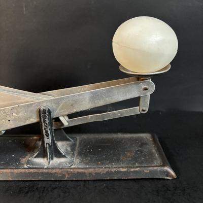 LOT 308: Primitive Wooden Bowls, Acme Egg Scale, Copper Rooster, Vintage Rolling Pins & More